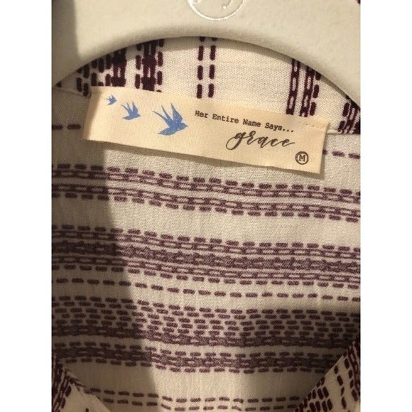 NEW Grace Brand, Lizard Thicket Boutique Button Down Tie Blouse size medium - Picture 5 of 5